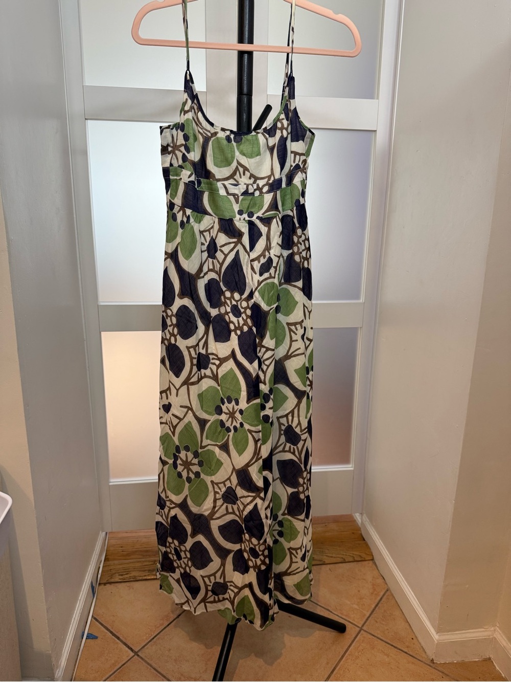 J. Crew, Green & Navy Floral Maxi Dress, NWT, size 4.
